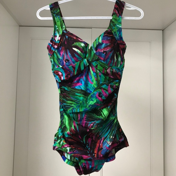 Rose Marie Reid Swimsuit Women’s Small Green Palm One Piece - Picture 1 of 9